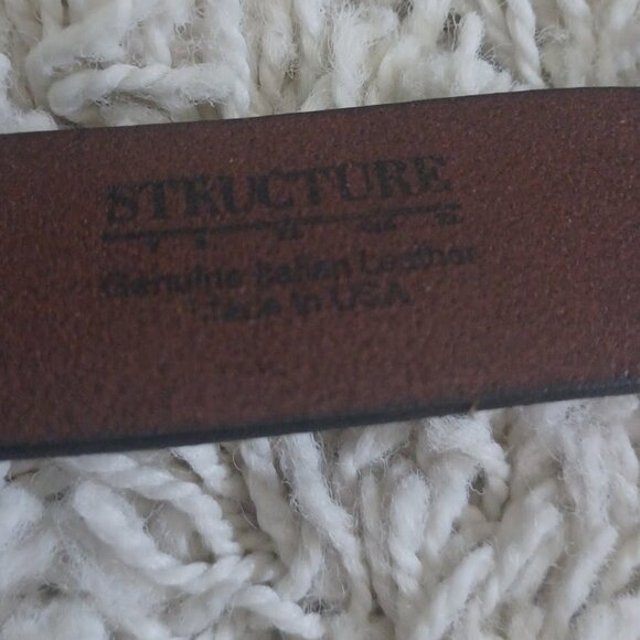 Vintage Structure Leather Belt Men 40 Brown Italian Leather USA Made - Picture 5 of 8
